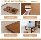 Floor Coffee Table for Living Room, Japanese Folding Low Dining Table, No Assembly Foldable Tatami Tea Table - Natural Solid Wood Bamboo, Rectangle Ground Desk for Small Spaces (Walnut)
