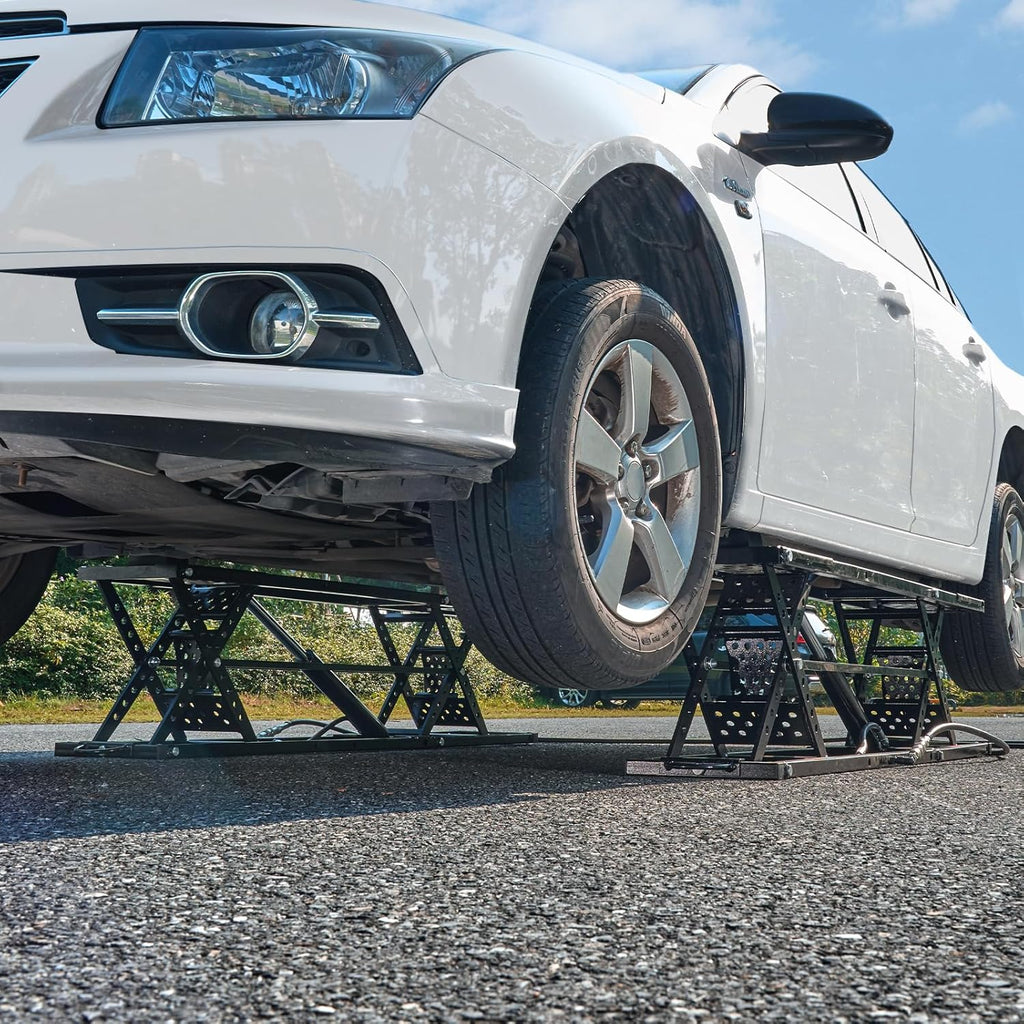VEVOR Portable Car Lift - 7,000 LBS Capacity, 26.8" Max. Height, Heavy-Duty Carbon Steel Truck Lift with 120V Power Unit