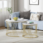 Giluta Round Coffee Table Set of 2, Modern Coffee Tables for Living Room, Faux Marble Center Table, Nesting Coffee Table Simple Nightstand
