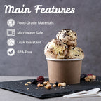 MATICAN Papp-Eisbecher - 100 Stück 9-Unzen Einweg-Dessertschalen für heiße oder kalte Speisen, 9-Unzen Partybedarf Becher für Eisbecher, gefrorenen Joghurt, Suppe, Brown