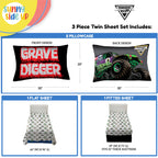 Sunny Side Up Minecraft Creeper & Animals Twin Sheet Set - 3 Piece Kids Bedding Set Includes Pillow Cover - Super Soft Microfiber Sheets
