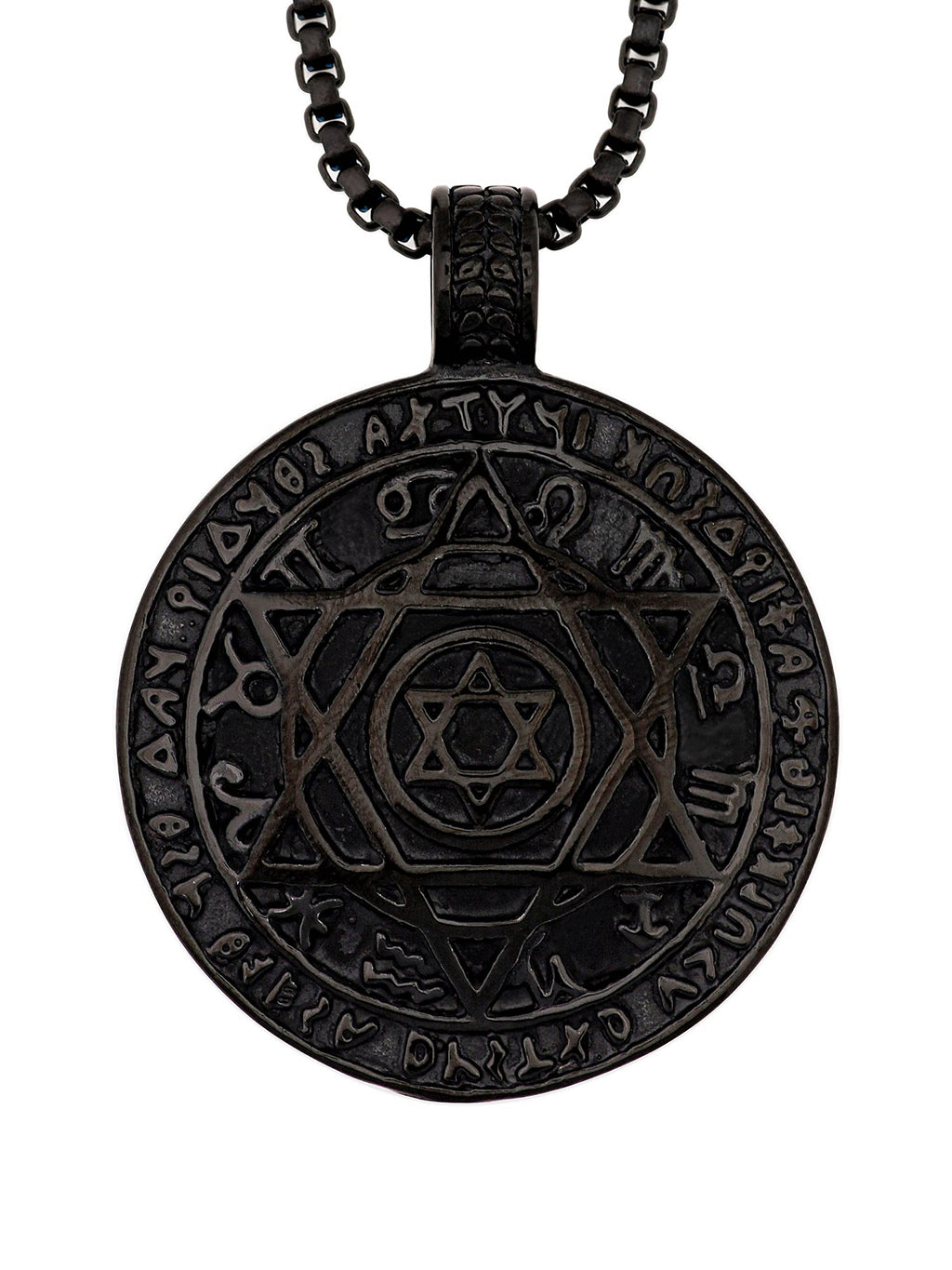 HAQUIL Seal of Solomon Necklace, Stainless Steel 12 Constellations Hexagram Six Pointed Star Protection Amulet Talisman Pendant, Jewish Jewelry Gift