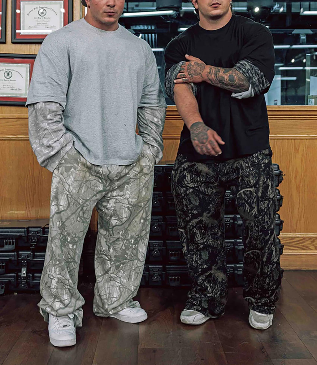 MSBESYOR Mens Baggy Camo Graphic Print Sweatpants Workout Athletic Joggers Pants for Men Wide Leg Hunting Sweat Pant