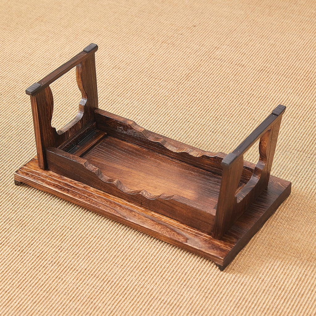 Japanese Floor Table, Small Coffee & Tea Table, Altar for Meditation, Low Table for Sitting on Floor, Wood Bed Tray With Foldable Legs, Laptop Desk
