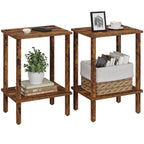 TUTOTAK End Table, Set of 2, Side Table, Nightstand, 2-Tier Storage Shelf, Sofa Table for Small Space, Living Room, Bed Room TB01BB035