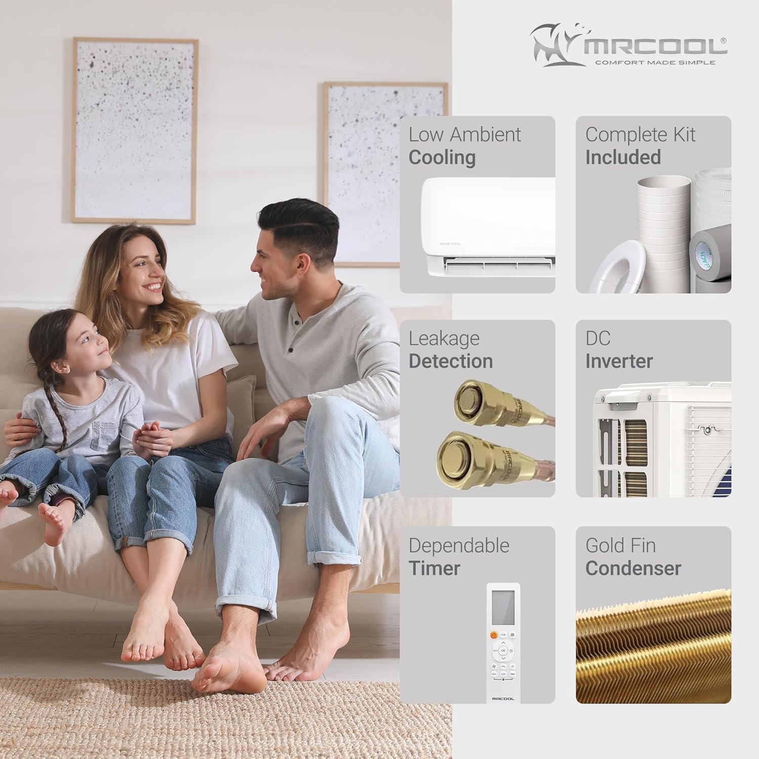 MRCOOL 12000 BTU 115V Ductless Inverter Mini Split Air Conditioner & Heat Pump System, Easy Pro Series - Wall-Mounted AC Unit w/Heating and Cooling for Home, Office & Commercial Space