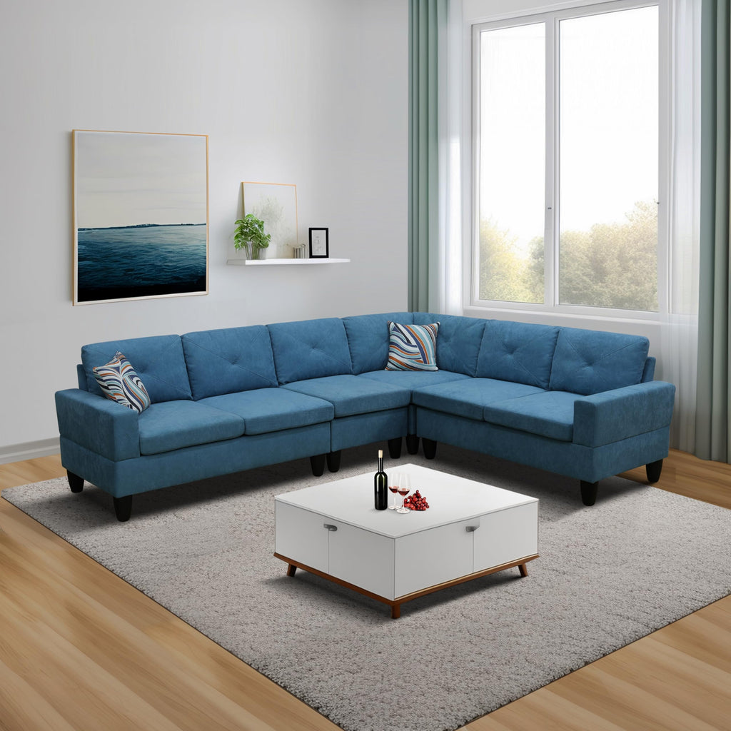 Ball & Cast Calico 4-Piece Couch Living Room Couch Set with Sofa and Loveseat,Modular L Shaped Sectional Couches w/Free Combination and Wood Frame,Furniture for Apartment,Studio,Office,Pale Green