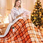 Elektrisch verwarmd deken, 50X60, verwarmingsdeken met 10 verwarmingsniveaus/8 uur automatische uitschakeling, marineblauw geruit Sherpa-dekenverwarmer voor volwassenen, wasbaar deken cadeau voor bank bed kantoor, ETL