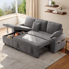 85" Sleeper Sofa, 2 in 1 Pull Out Couch Bed with Storage Chaise, Convertible L Shaped Sectional Sofa Couch with Pullout Bed & 2 Pillows, Cmofy Boucle Fabric, Grey Couches for Living Room