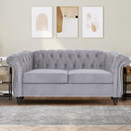 Home Sofa Living Room Furniture, 3 Seater 84" Velvet Upholstered Couch, Mid Century Modern Comfy Couch with Cushions, Classic Tufted Chesterfield Couches for Bedroom, Office, Apartment (Orange)