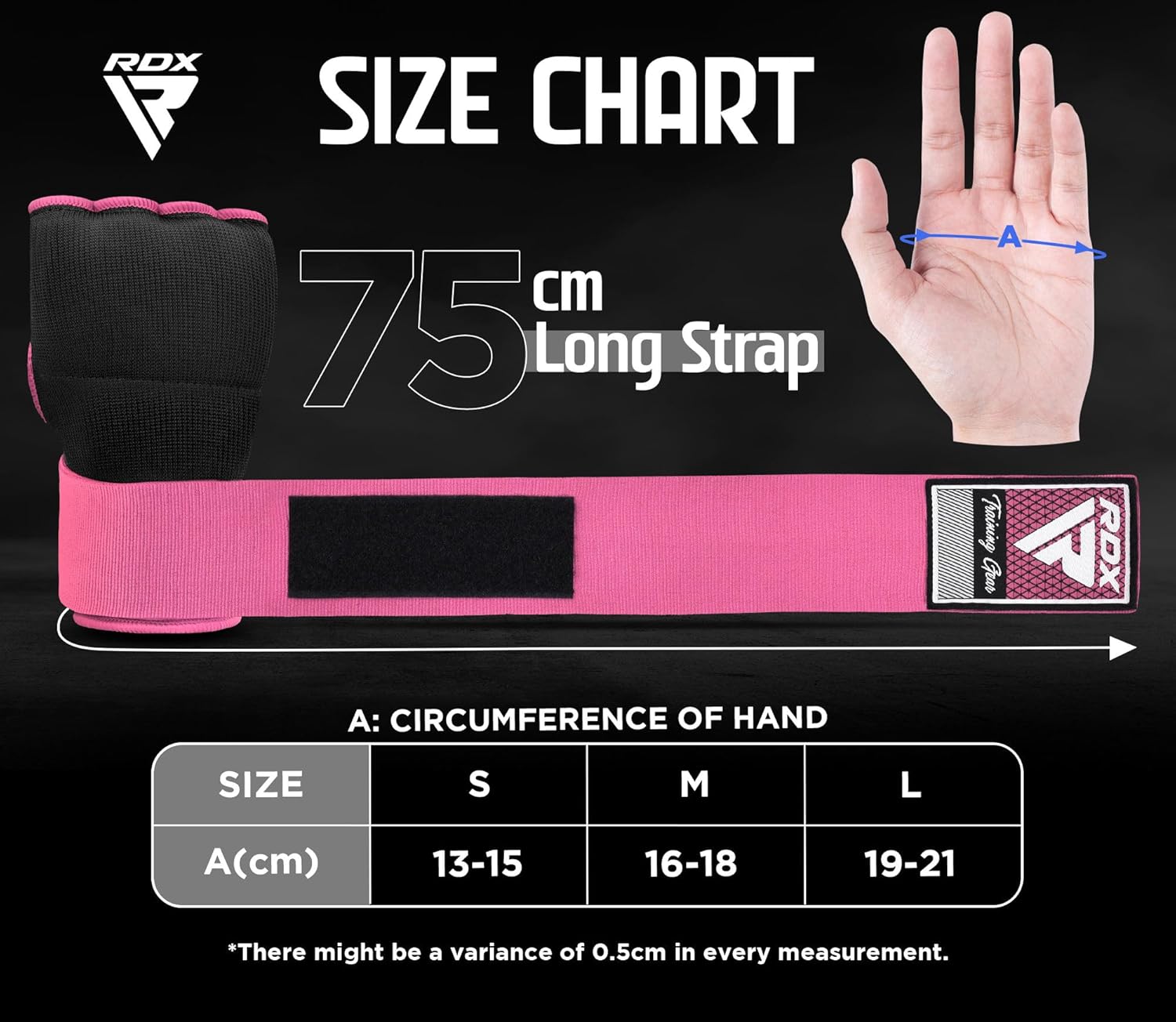 RDX Gel Boxing Hand Wraps Inner Gloves Men Women, Quick 100cm Long Wrist Straps, Elasticated Padded Fist Under Mitts Protection, Muay Thai MMA Kickboxing Martial Arts Punching Training Bandages