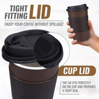 Promora 12 oz Brown Disposable Coffee Cups with Lids & Sleeves, Hot Coffee Cup Sleeves Disposable, Premium Insulated To Go Coffee Paper Cups with Lids & Sleeves (12 oz, Pack of 80) Brown and Black