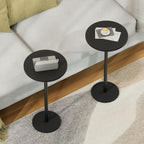 Small Round Side Table, Drink Tables for Narrow Spaces, Pedestal End Table Stand for Living Room, Modern Black Small Nightstand for Bedside, Round Table for Bedroom Sofa-Side