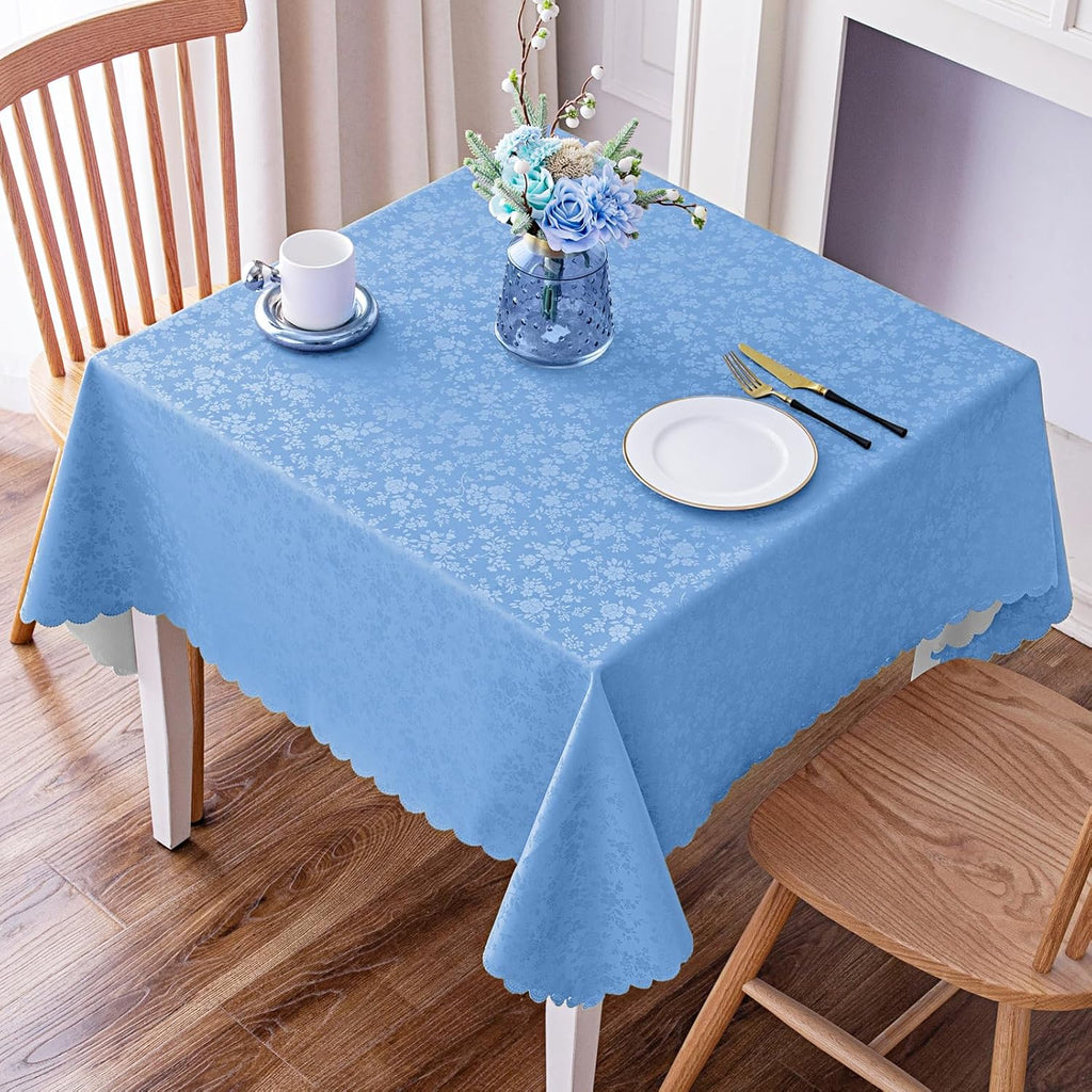 Smiry Square Table Cloth, Waterproof Heavy Duty Vinyl Tablecloths, Wipeable Washable Table Cover for Kitchen and Dining Room (Baby Blue, 54" X 54")