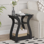 End Tables Living Room, White End Table with Charging Station,White Side Table, Nightstand for Bedroom, 3 Tier End Table with Storage Shelf for Living Room