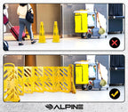 Alpine Commercial Safety Barriers, 13 Foot Expandable Mobile Barricade System - Folding Portable Barrier, Traffic Barricade Fence, Plastic Barricade for Construction, Traffic Control, Driveway Gate