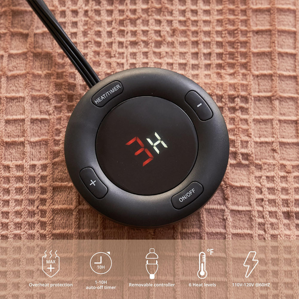 Verwarmd deken elektrisch deken plaid 50''X60'' - verwarmingsdeken met 6 warmtestanden - 2-10 uur automatische uitschakeling, ETL gecertificeerd, wasmachinebestendig (zwart)