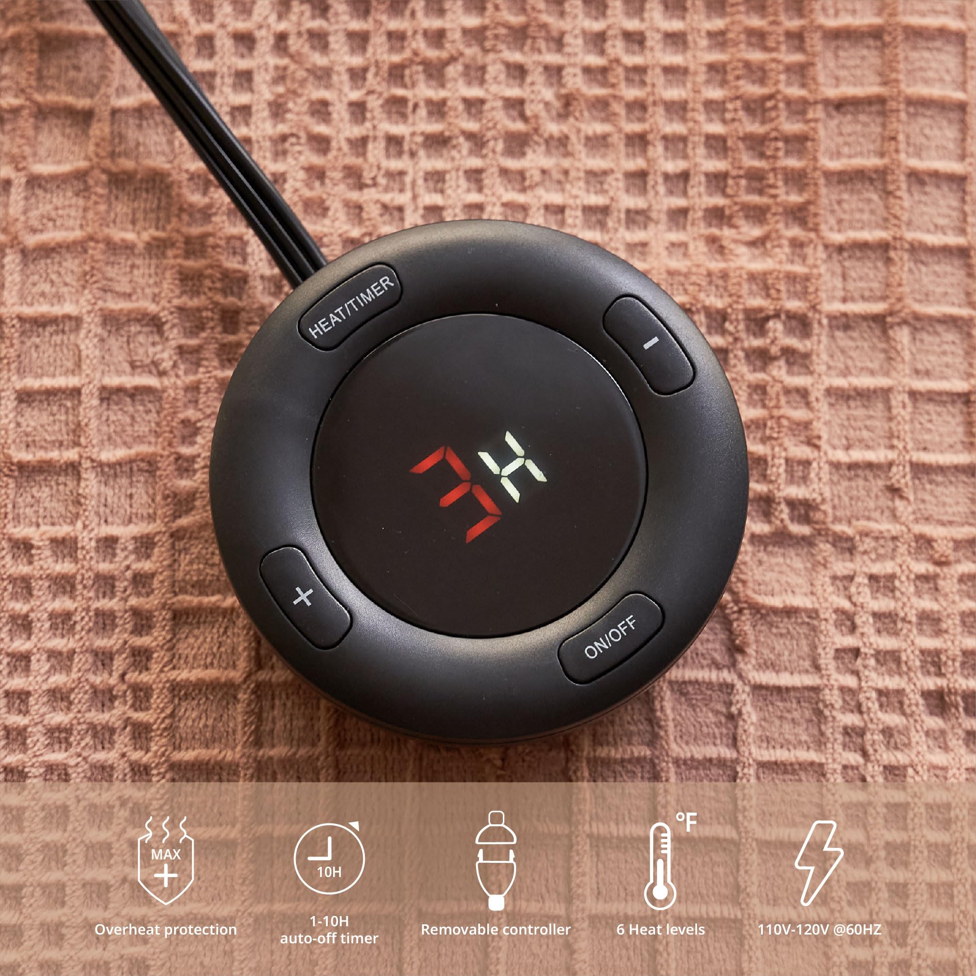 Verwarmd deken elektrisch deken plaid 50''X60'' - verwarmingsdeken met 6 warmtestanden - 2-10 uur automatische uitschakeling, ETL gecertificeerd, wasmachinebestendig (zwart)