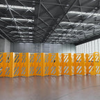 13 Feet 16 Hinged 1 Yellow Warning Panels, Commercial Portable Safety Barrier, Foldable Security Gates Barrier, Traffic Barricade Fence, Plastic Barricade for Construction, Traffic Control