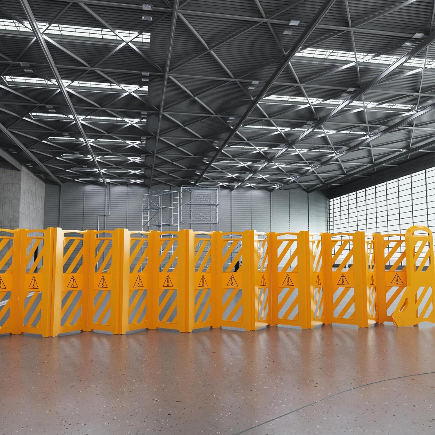 13 Feet 16 Hinged 1 Yellow Warning Panels, Commercial Portable Safety Barrier, Foldable Security Gates Barrier, Traffic Barricade Fence, Plastic Barricade for Construction, Traffic Control