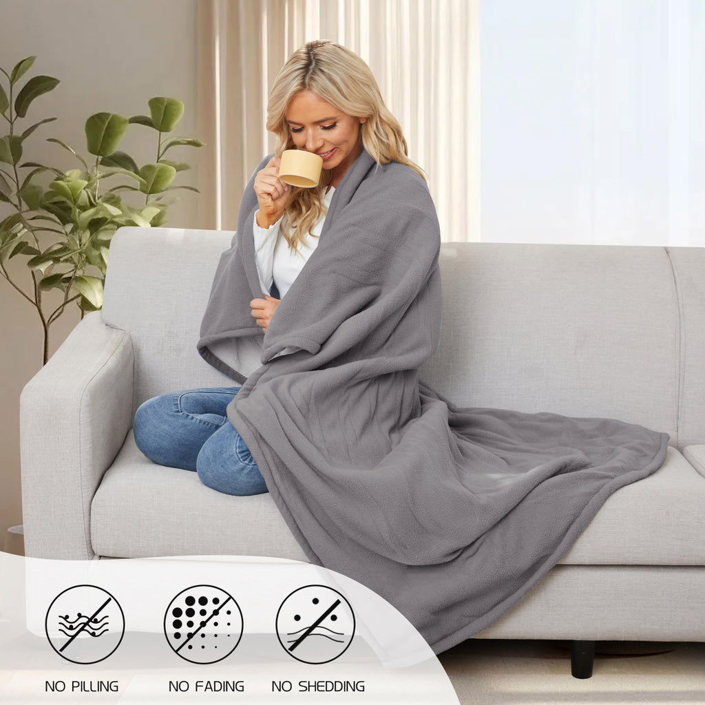 Coperta Elettrica Riscaldata 72"x84" Taglia Completa, Morbido Pile di Corallo con 4 Livelli di Riscaldamento e Spegnimento Automatico dopo 10 Ore, Lavabile in Lavatrice, Tessuto Morbido e Accogliente per la Casa, Grigio Scuro