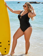 BMJL Women's Tummy Control Swimsuits Ruched Slimming One Piece Bathing Suit Deep V Neck Swimsuit(M,Black)