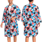 OLAOLA Men Lightweight Kimono Robe with Belt Japanese Style Robe Jacket Casual Open Front Long Cardigan Cape Coat Outwear