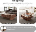 Lift Top Coffee Table with Storage for Living Room Mid Century Modern Coffee Table with Lifting Top Wood Fluted Coffee Tables with Lifts Up Tabletop for Home Apartment Office 38.6" Walnut Rectangle