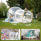 Aufblasbares Bubble-Haus für Kinder und Erwachsene, 10FT Bubble Bounce Ballonhaus, aufblasbare Ballonkuppel mit 6' langem Tunnel und doppelten Luftgebläsen für Party, Hochzeit, Geburtstag, Urlaub im Freien