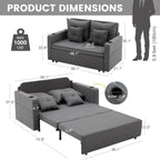 3 in 1 Sofa Bed, 56 Inch Convertible Pull Out Couch, Loveseat Sleeper Sofa with Cup Holders, USB, Sofa Couches for Living Room, Bedroom, Apartment, Dark Grey