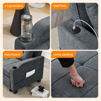 VINGLI Sleeper Chair 3-in-1 Convertible Sofa Bed Adjustable Recliner Sofa Modern Pull Out Couch Bed with 2 USB Ports 2 Cup Holders 2 Side Pockets for Living Room Bedroom Small Spaces, Dark Grey