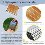 18 inch Teak Folding Shower Seat Wall Mounted, Foldable Shower Bench, 400lbs Max Load, Space-Saving Fold Down Design for Seniors, Elderly & Small Shower Spaces