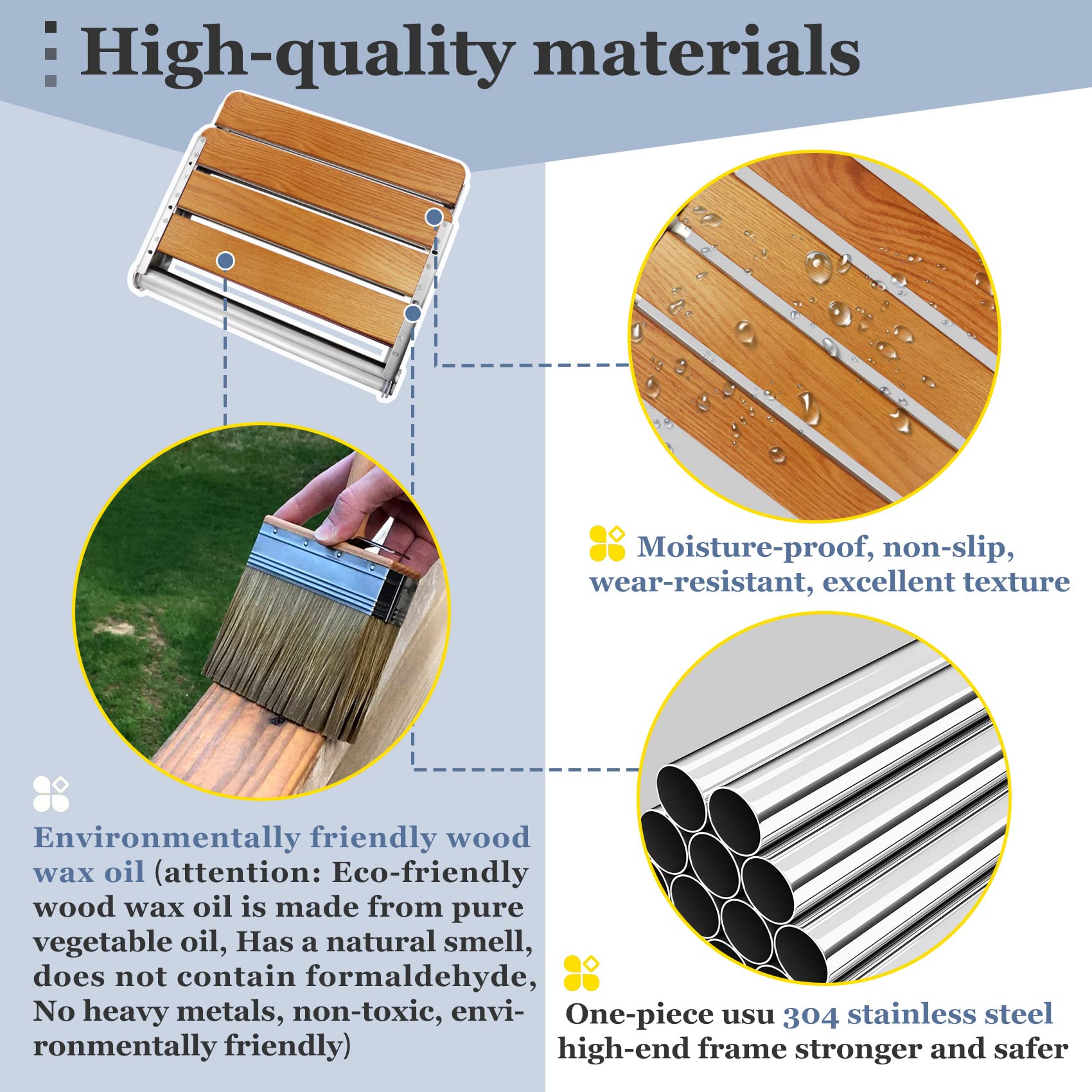 18 inch Teak Folding Shower Seat Wall Mounted, Foldable Shower Bench, 400lbs Max Load, Space-Saving Fold Down Design for Seniors, Elderly & Small Shower Spaces