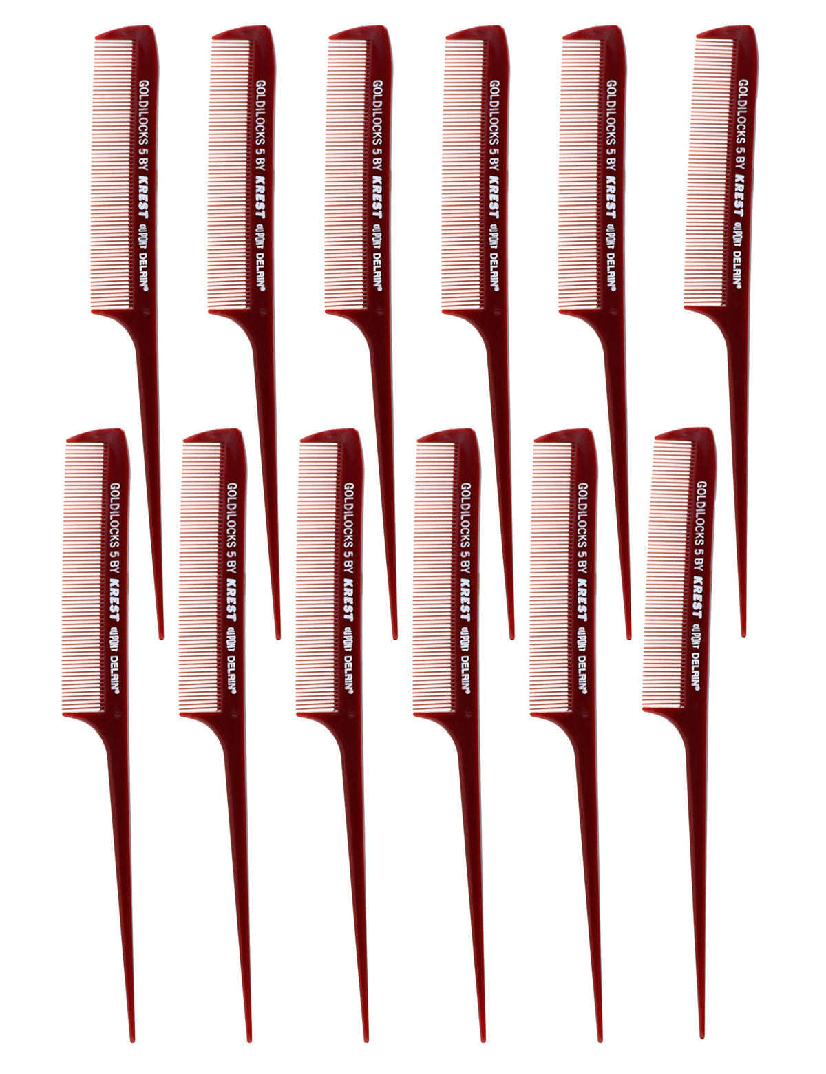 Krest Goldilocks g5 8-1/2 Rattail Comb Extra-fine Tooth. Heat Resistant Hair combs. 1 Dz.