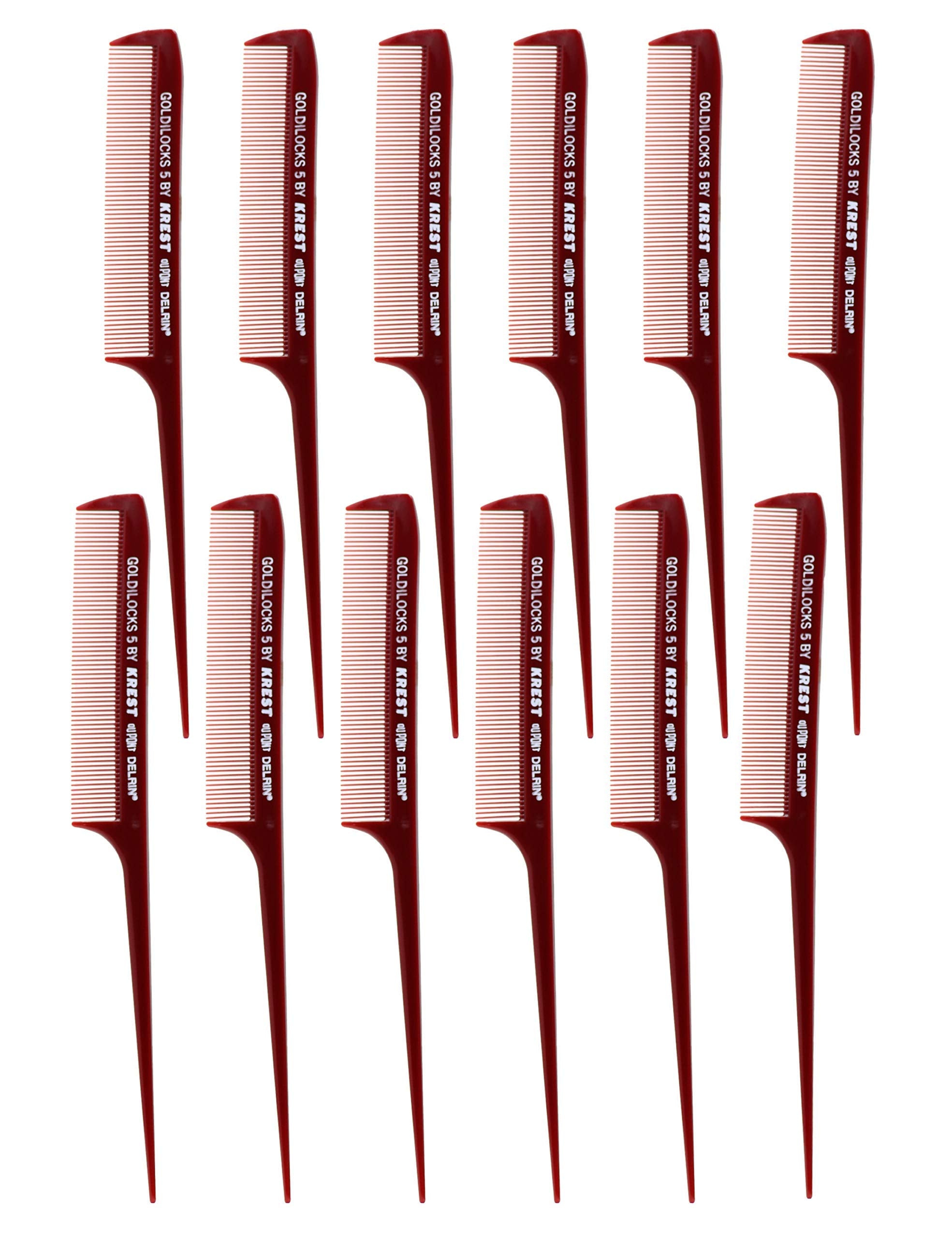 Krest Goldilocks g5 8-1/2 Rattail Comb Extra-fine Tooth. Heat Resistant Hair combs. 1 Dz.