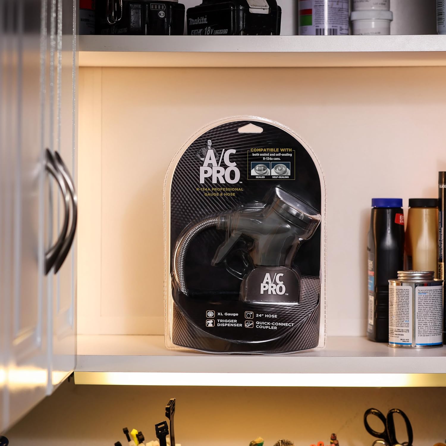 InterDynamics Car Air Conditiioner Gauge and Hose by InterDynamics, A/C Pro Air Conditioner Recharge Gauge and Dispenser for Cars, Trucks, 24 In Hose