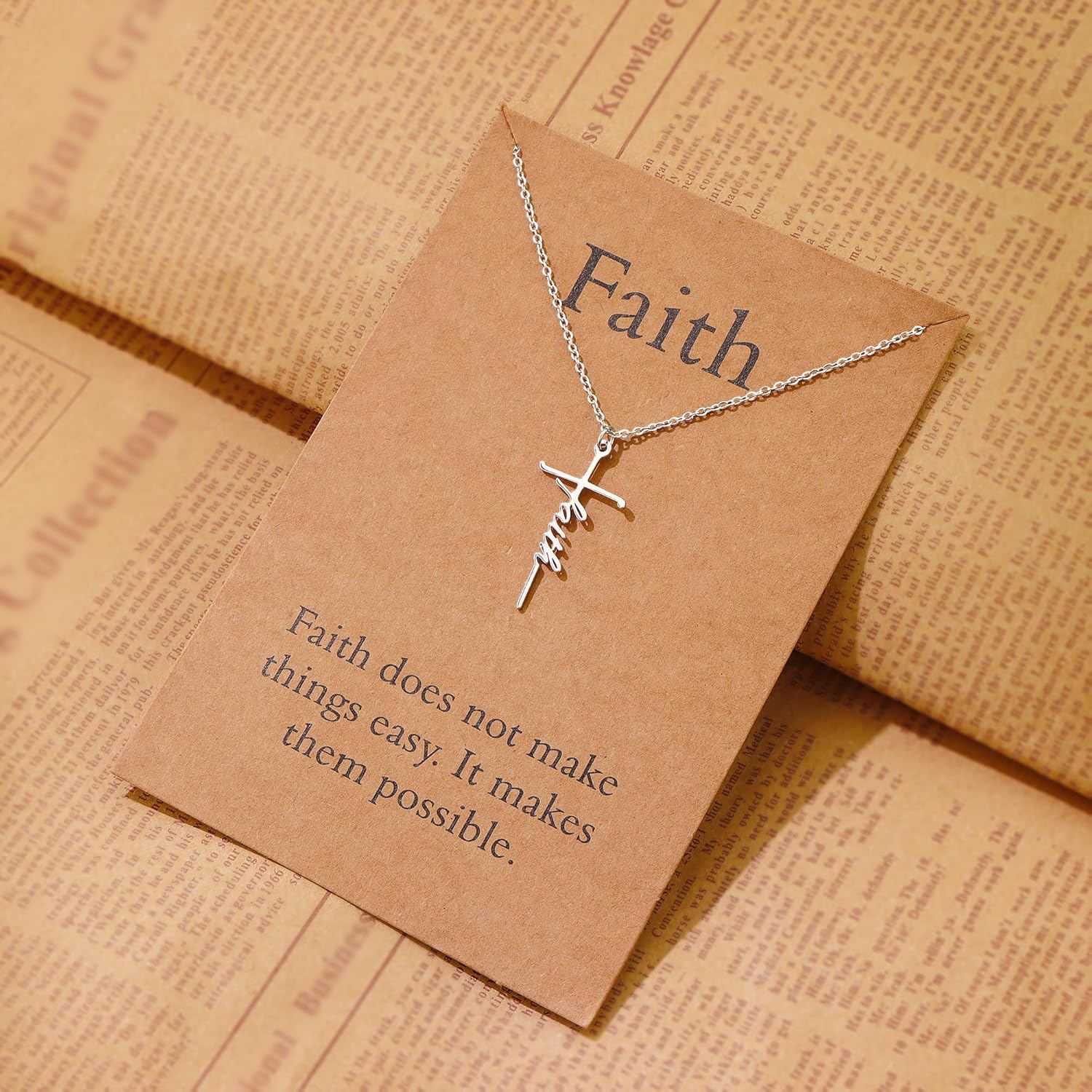Lcherry Faith Cross Pendant Necklace for Women Religious Christian Jewelry Mother's Day Gifts for Women