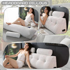 Poduszka klinowa do zagłówka z 2 poduszkami wałkami na szyję Duża poduszka klinowa do zagłówka Poduszka do czytania Miękka i wspierająca z zdejmowanym pokrowcem