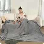 Couverture chauffante électrique DUODUO 72"x84" en polaire corail chaude avec 4 réglages de chaleur et arrêt automatique de 10 heures Protection contre la surchauffe - Gris 