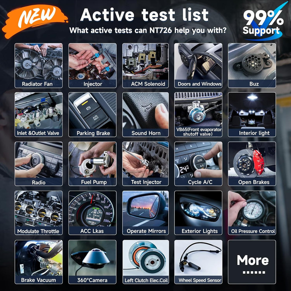 FOXWELL OBD2 Scanner Diagnostic Tool NT726, All System Bidirectional Scan Tool, Code Reader for Cars and Trucks with 12 Resets, ABS Bleeding/Oil/EPB/SAS/D-PF/TPMS/Injector Coding/Throttle/BMS..., FCA