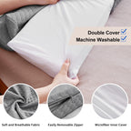 بالش گوه‌ای تخت سایز کوئین EUHAMS - پرکننده فاصله تخت، بالش گوه‌ای تشک، بالش تکیه‌گاه برای بستن فاصله 0-7 اینچ بین تکیه‌گاه تخت و تشک یا دیوار برای خوابیدن (60"x10"x6" خاکستری)