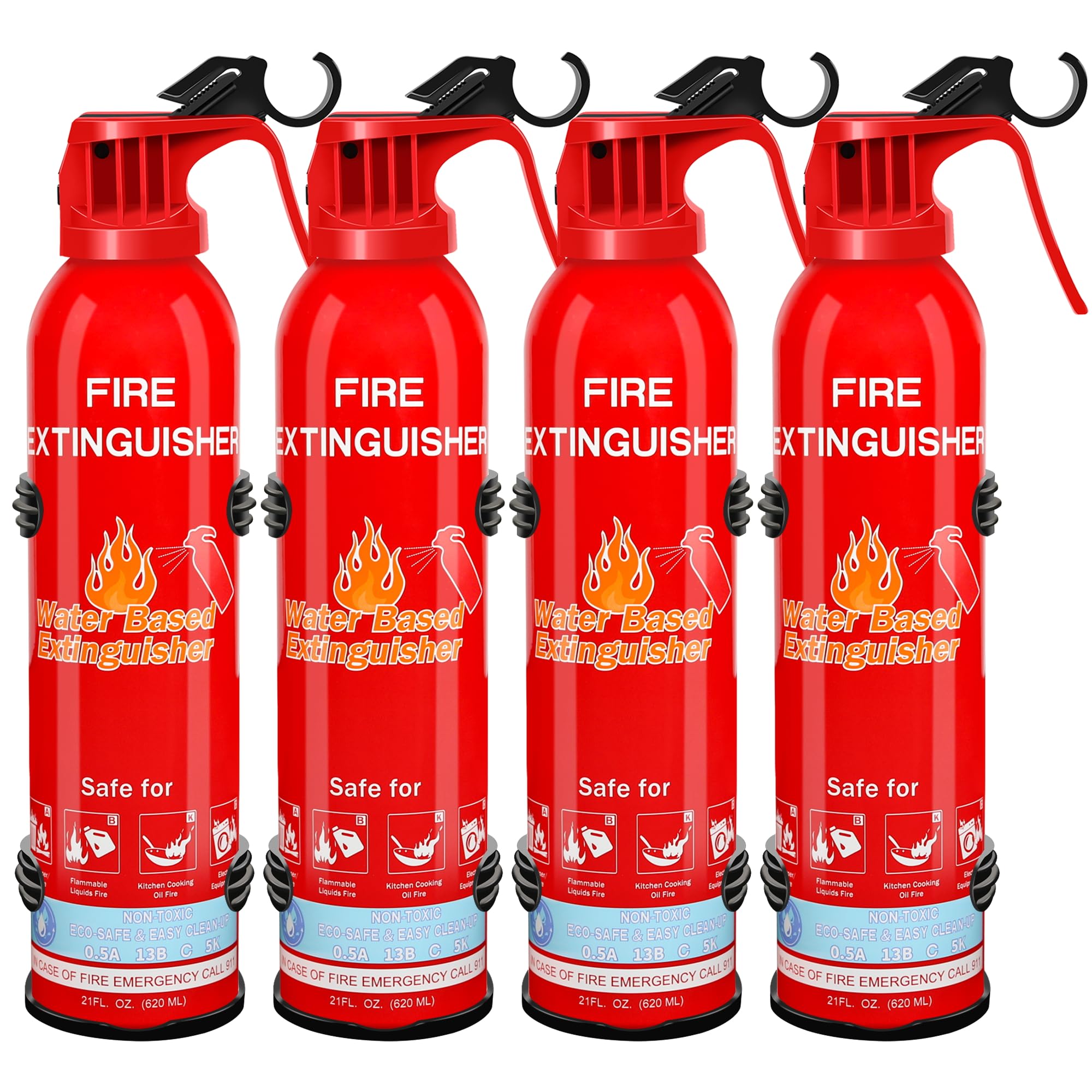 Fire Extinguisher for Home with Mount, 6 Pack Upgraded 8-in-1 Portable Fire Extinguishers For Vehicle Car Boat Marine Kitchen Emergency Supplies, Water-Based Extinguisher For A, B, C, K Fire Types