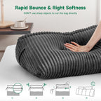 Z-hom Queen Pillow Headboard with 2 Roll Pillow, Triangular Wedge Headboard Pillow, Large Reading Pillow Bed Reading Pillow for Bed Sitting Up Sleeping, Backrest Pillow for Back Pain Relief, Grey