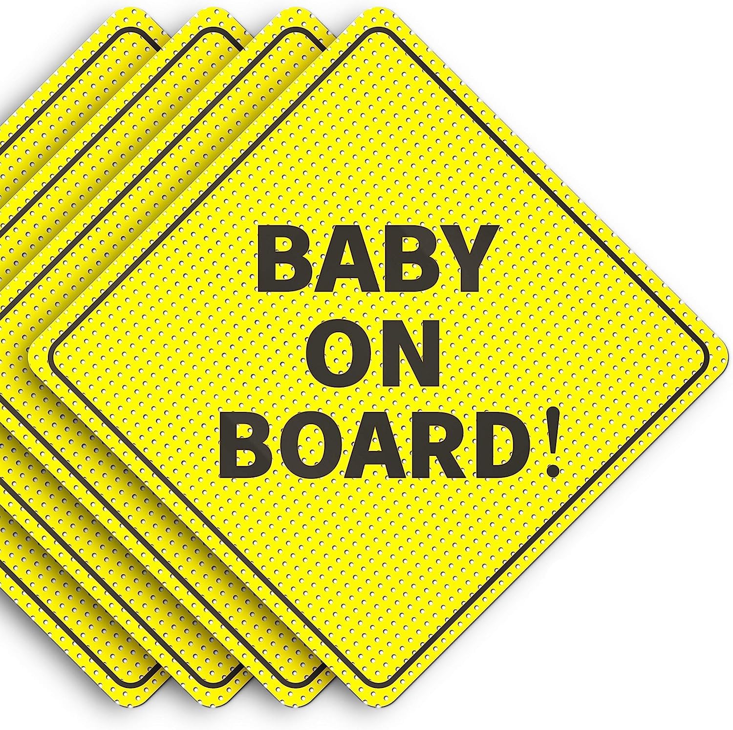 Baby On Board Signs, Car Essentials - Baby On Board Sticker - 2 Pack, 5" by 5" - Bright Yellow and See-Through When Reversing - Best Safety Signs - Non Magnet - Durable Strong Adhesive