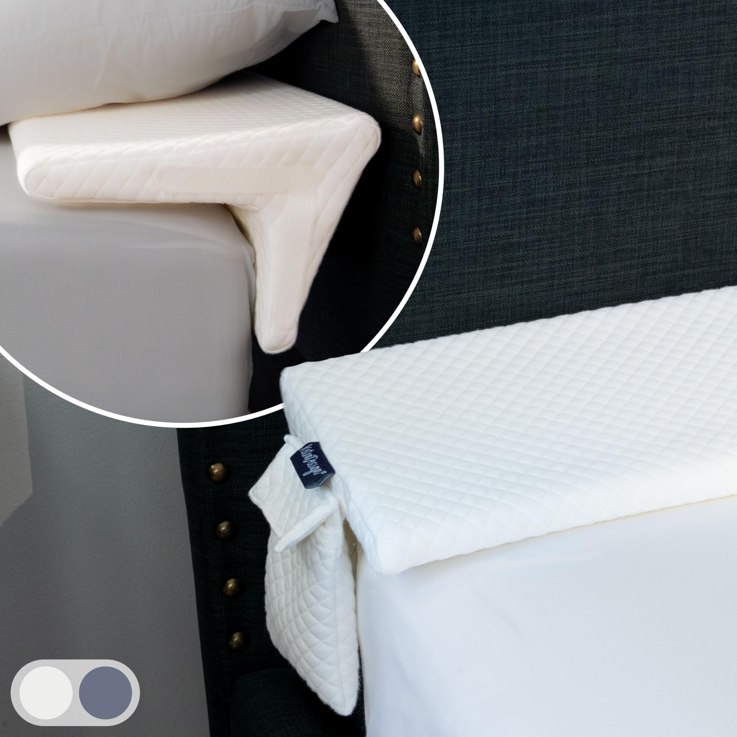 XetraDesign Bed Wedge Pillow for Headboard Gap Up to 7", Triangle Pillow Wedge for Headboard Gap, Gap Filler for Bed, Mattress Wedge Gap Filler, Headboard Space Filler, Corner Pillow, White Queen 60"