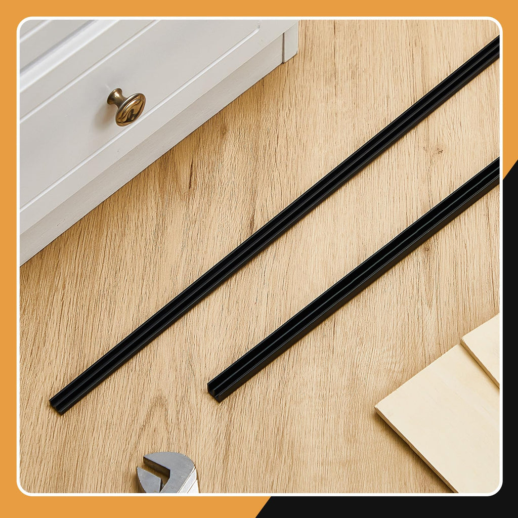 Landical 2 ensembles de rails de porte coulissante de 4FT pour panneaux de 1/8" d'épaisseur Portes de placard en verre Rail coulissant pour fenêtre d'armoire en plastique (Noir)