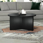 Henn&Hart 32" Wide Round Coffee Table in Black Grain, for Home, Living Room, Bedroom, Entertainment or Office