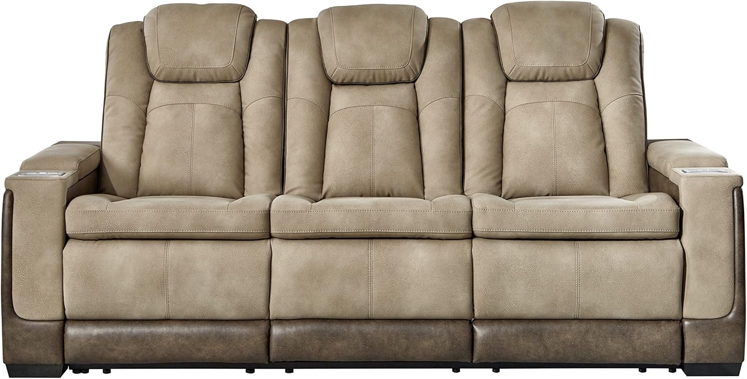Signature Design by Ashley Next-Gen DuraPella Power Reclining Sofa with Adjustable Headrest, Sand