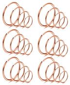 LOYALLOOK 18/24Pcs Hypoallergenic Nose Rings Hoops 316L Surgical Stainless Steel Lightweight Small Piercing Jewelry for Women Men Cartilage Tragus Helix