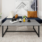 Black Coffee Table Rectangular Center Table for Living Room Open Space Side Table with Metal Frame, Easy Assembly,Wood Coffee Table